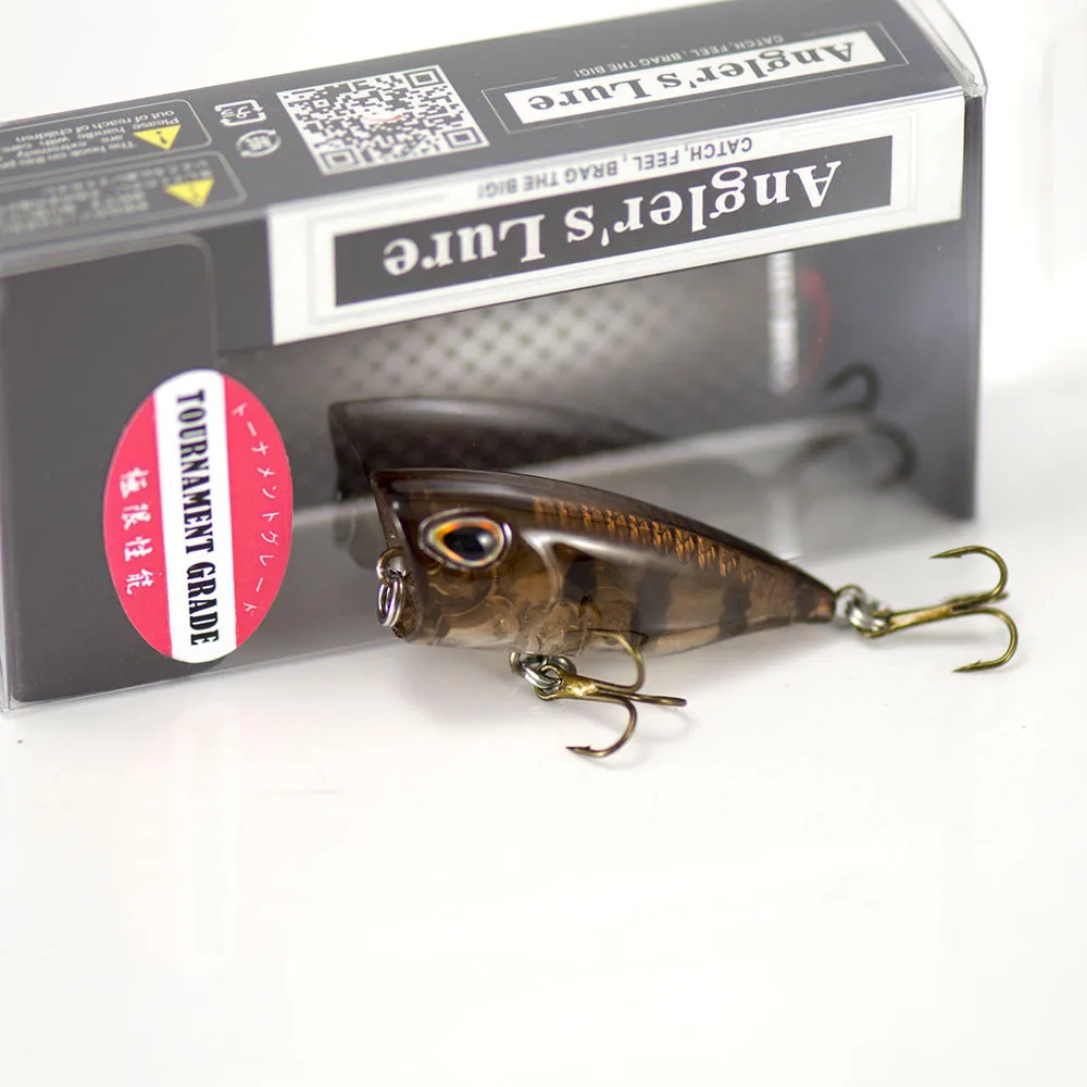 Fishing Lure Popper - 釣り用のリジッドポッパーベイト,ウォブラー,淡水およびバス釣りに最適な人工餌,40mm, 3.6g