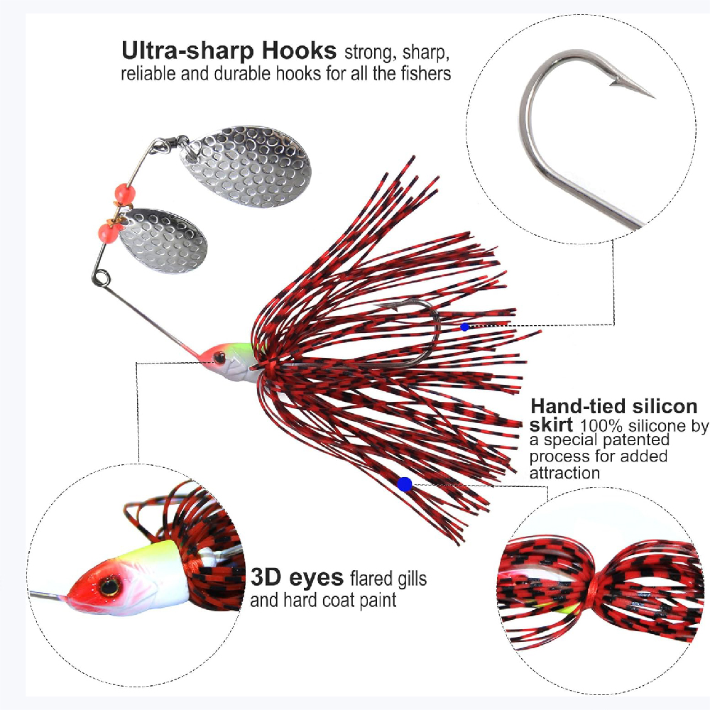 6個入りスピナーベイト釣りルアー、バズベイト、スピナーベイト - Fishing Lure Buzzbait のレビューと価格