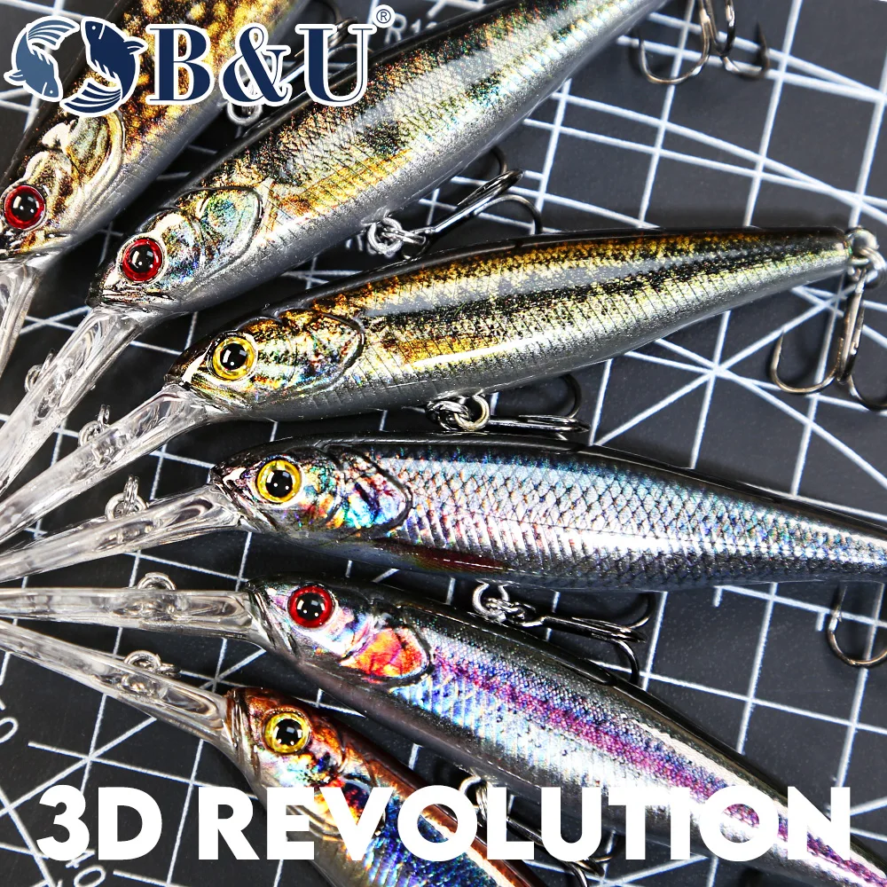 B & u-人工釣りルアー,3Dプリント,ミノー,ジャークベ - Fishing Lure Jerkbait のレビューと価格