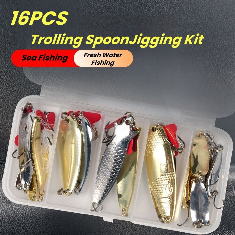 釣り用ルアーキット 16個セット トローリングジギングルアー - Fishing Lure Spinnerbait のレビューと価格